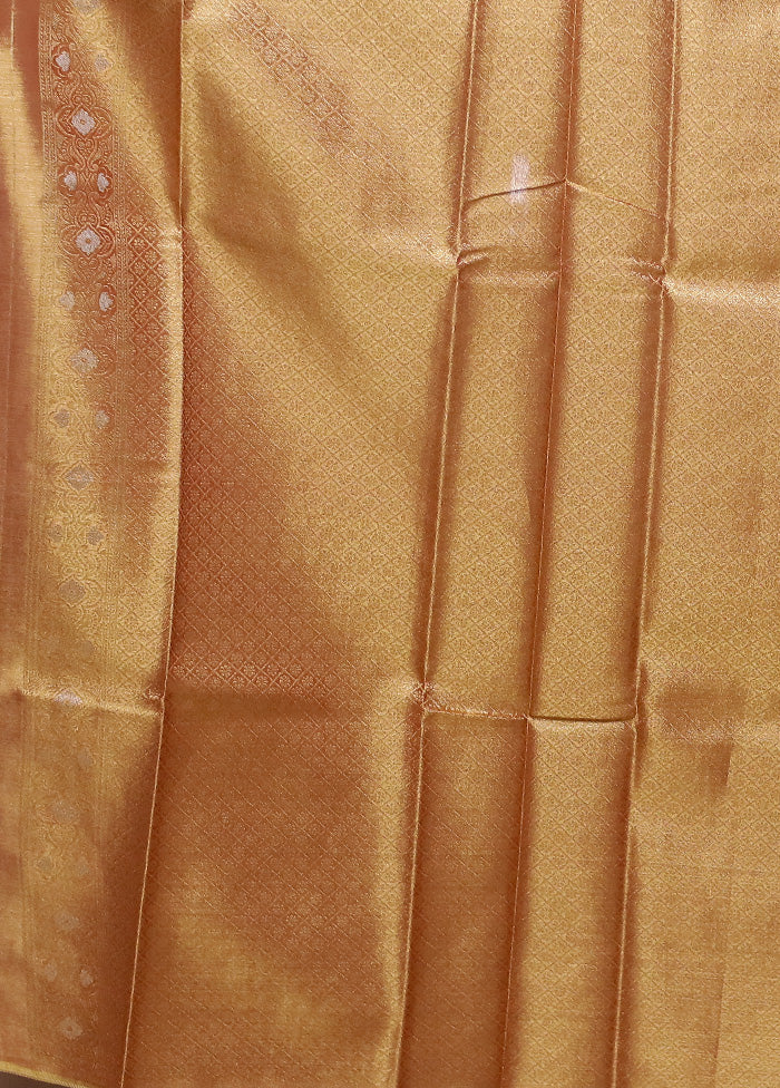 Golden Tissue Silk Saree With Blouse Piece Pick A Best Sale Online