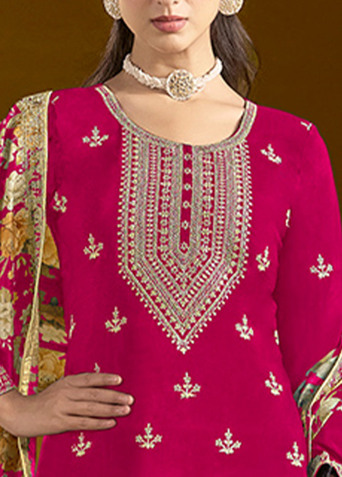 3 Pc Pink Readymade Silk Dupatta Suit Set Buy Cheap With Mastercard