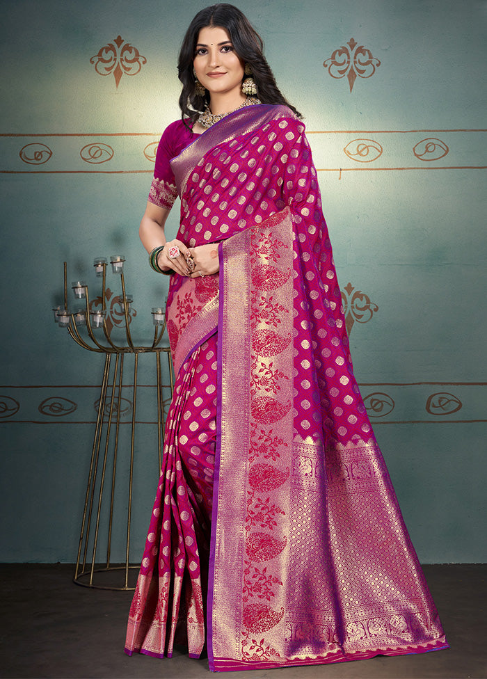 Magenta Spun Silk Saree With Blouse Piece Buy Cheap Affordable