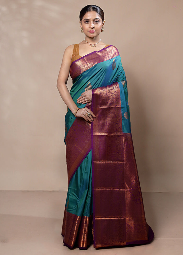 Green Kanjivaram Silk Saree With Blouse Piece Footlocker Online