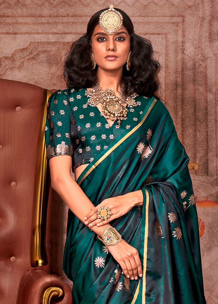 Green Spun Silk Saree With Blouse Piece Buy Cheap Perfect