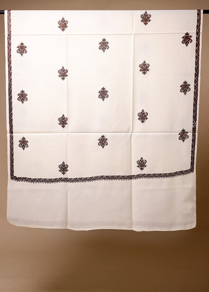 White Butta Work With Zari Woven Border Shawl Top Quality For Sale