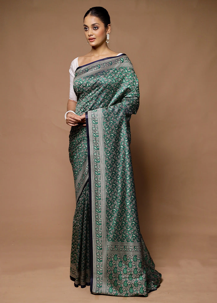 Green Jamewar Silk Saree With Blouse Piece Latest Collections For Sale