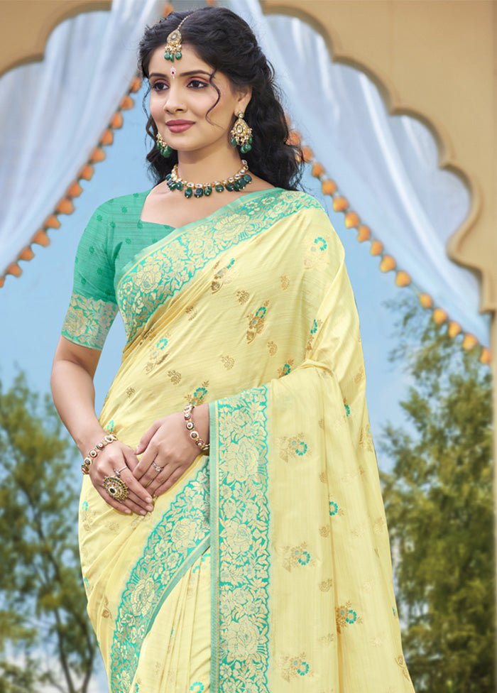 Light Yellow Spun Silk Saree With Blouse Piece Sale Shop