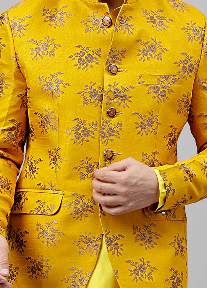 Yellow Viscose Jacquard Blazer Sale Choice