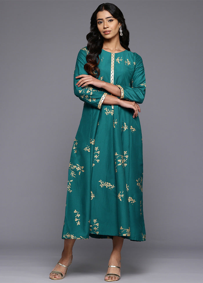 Green Readymade Silk Indian Dress Sale Outlet