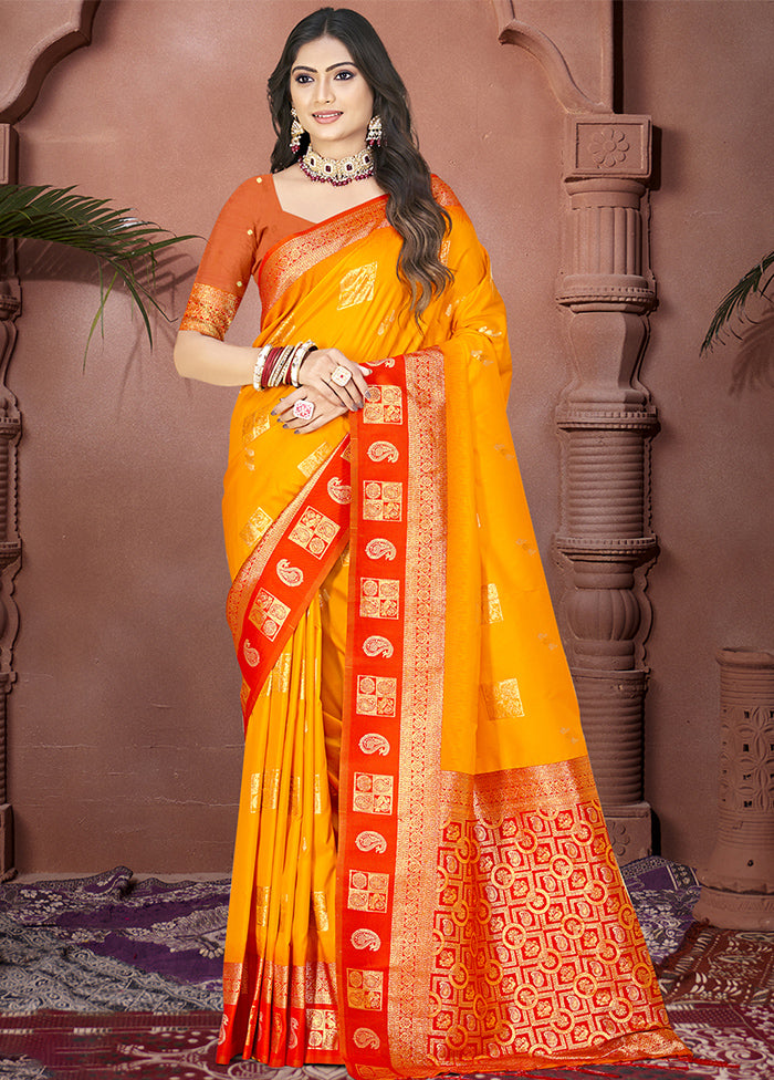 Mustard Dupion Silk Saree With Blouse Piece Big Discount Online