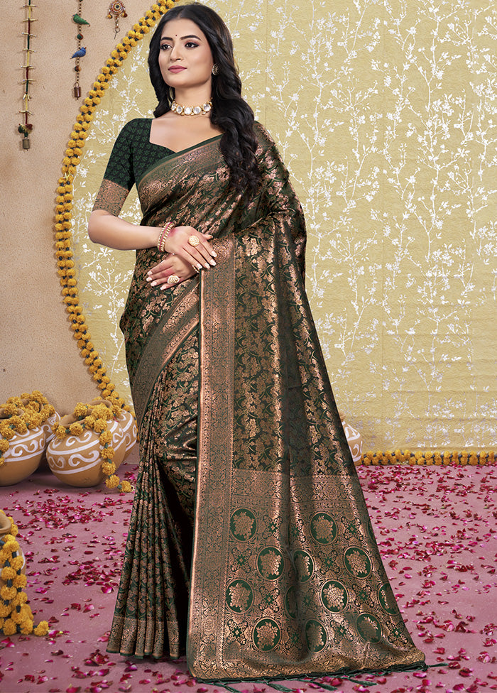 Green Spun Silk Saree With Blouse Piece Low Pice Fee Shipping Cheap Online