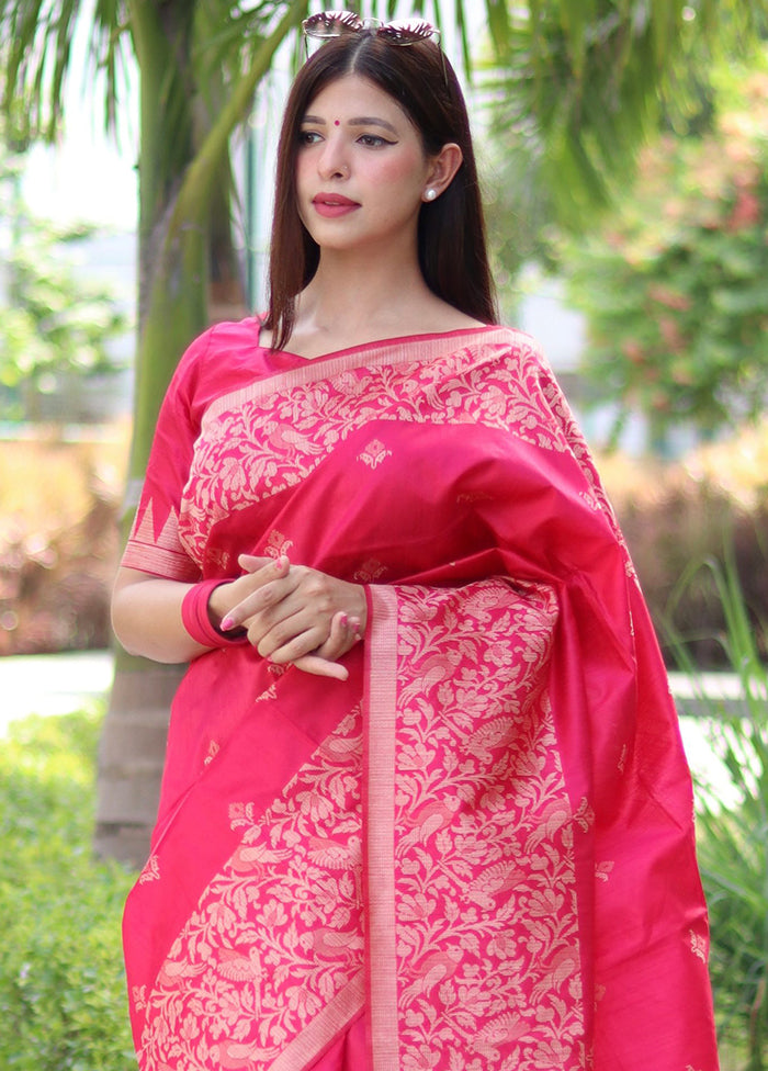 Rani Spun Silk Saree With Blouse Piece Enjoy Cheap Online