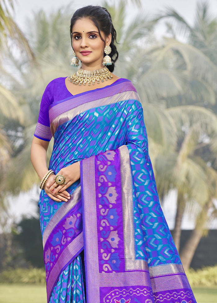 Blue Spun Silk Saree With Blouse Piece Original Cheap Online