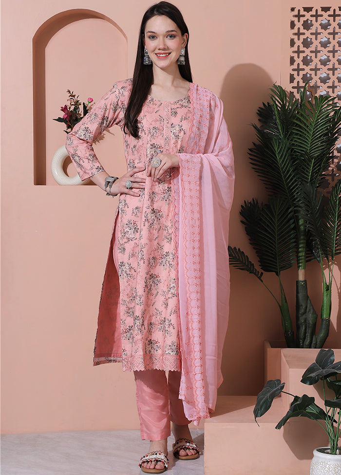 3 Pc Pink Unstitched Cotton Suit Set How Much Sale Online