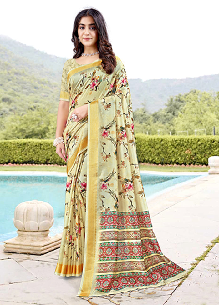 Mustard Spun Silk Saree With Blouse Piece Buy Cheap 100% Guaranteed