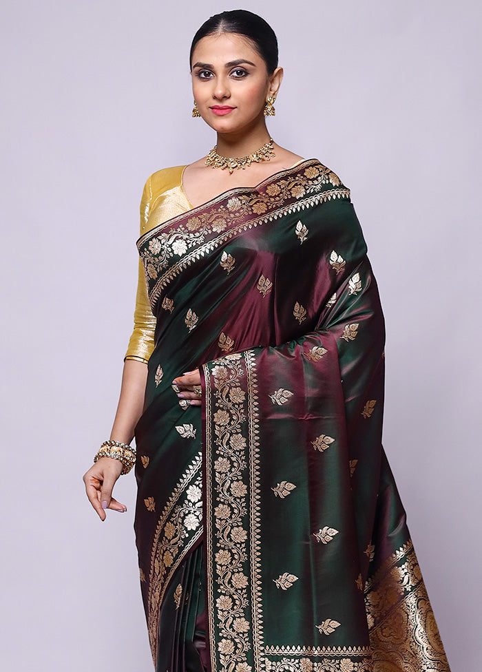 Green Banarasi Silk Saree With Blouse Piece High Quality