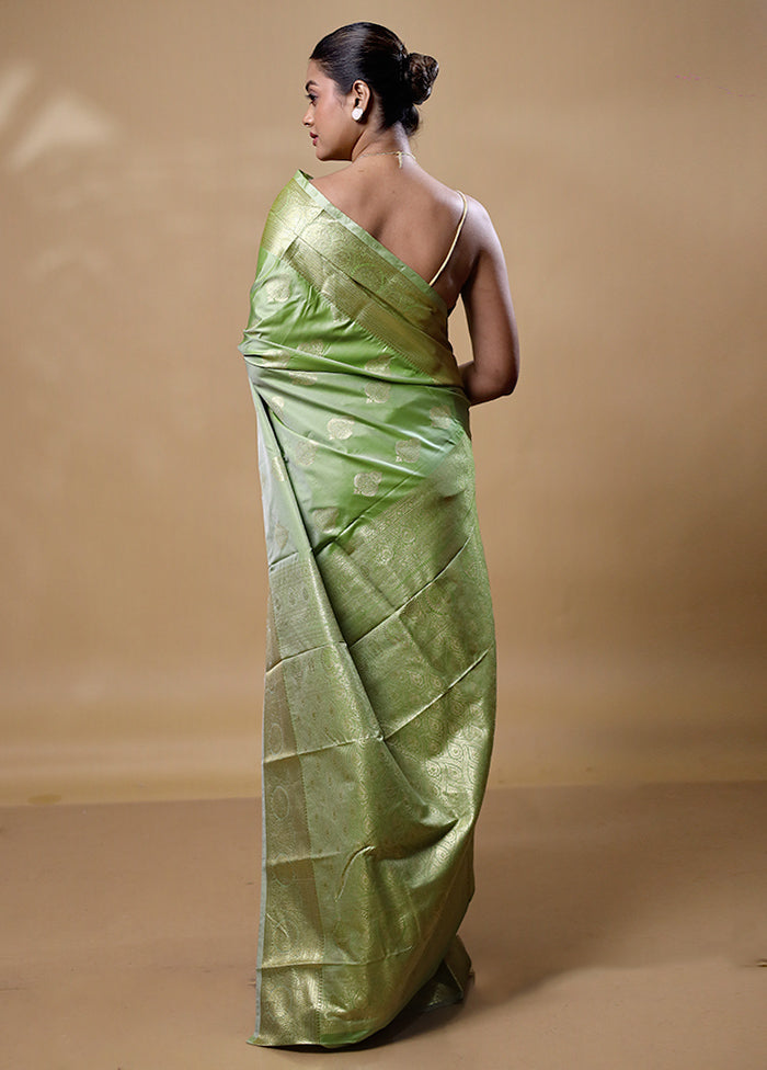 Green Kanjivaram Silk Saree With Blouse Piece 2025 New For Sale