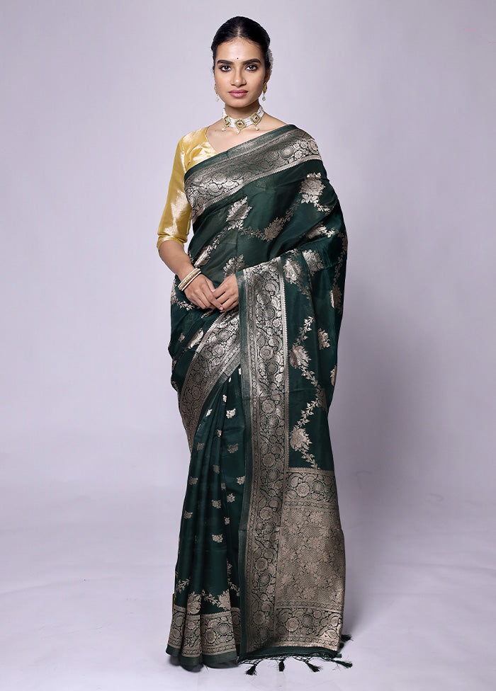 Green Dupion Silk Saree With Blouse Piece Cheap Online Online