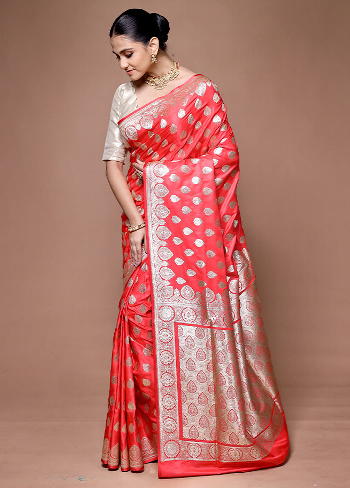 Pink Banarasi Silk Saree With Blouse Piece New Styles Cheap Pice