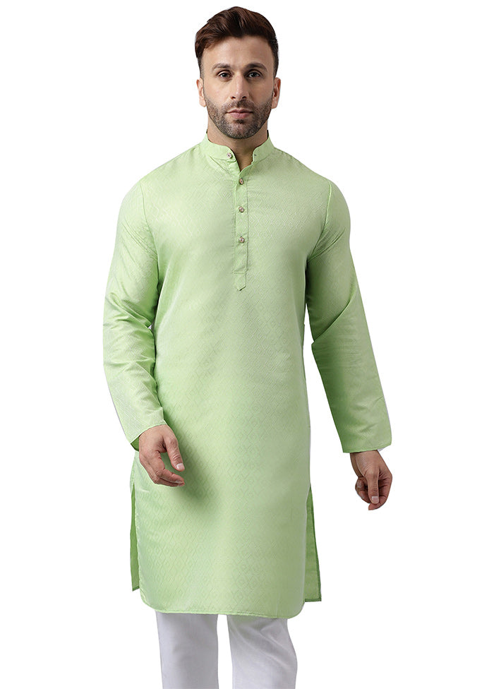 Pista Green Silk Jacquard Kurta Pictures Cheap Pice