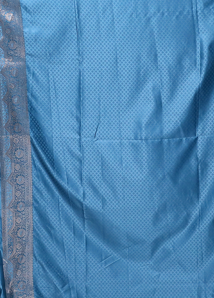 Blue Banarasi Silk Saree With Blouse Piece Clearance Low Pice