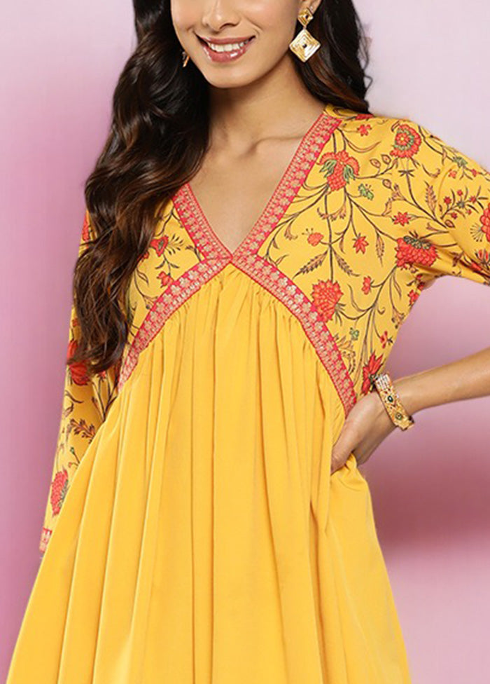 Mustard Readymade Silk Indian Dress Cheap Pice Original