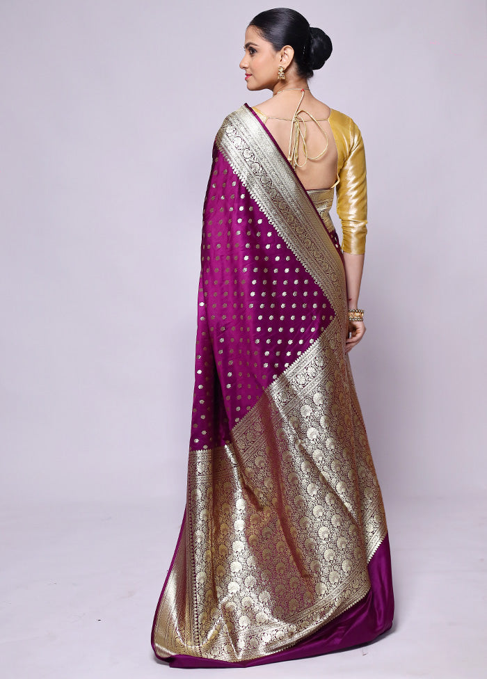 Purple Banarasi Silk Saree With Blouse Piece Sale Pre Order