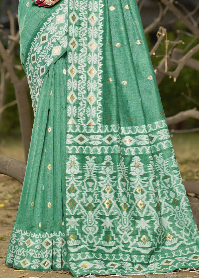 Teal Green Cotton Saree With Blouse Piece Free Shipping Buy