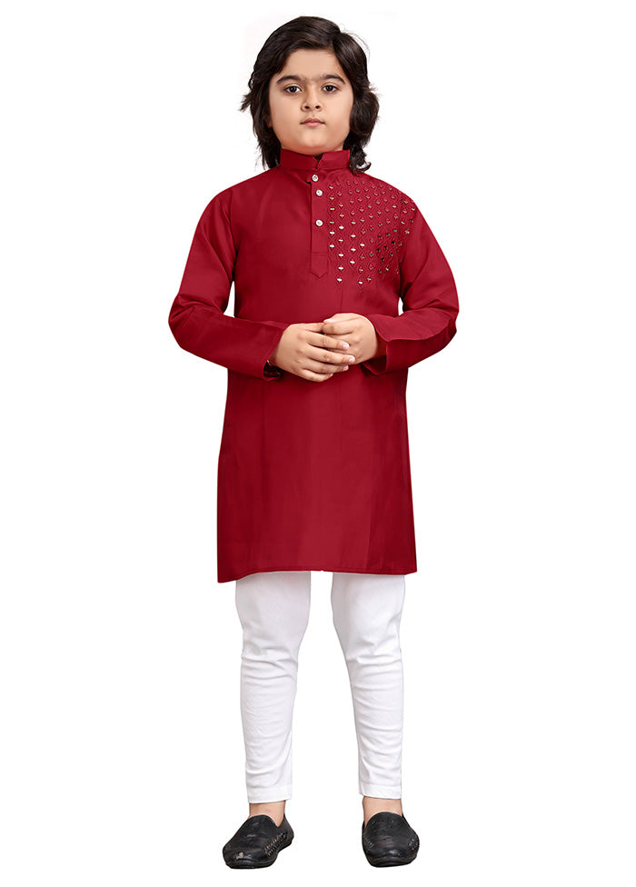 Maroon Viscose Kurta Pajama Set Sale 2025 Newest