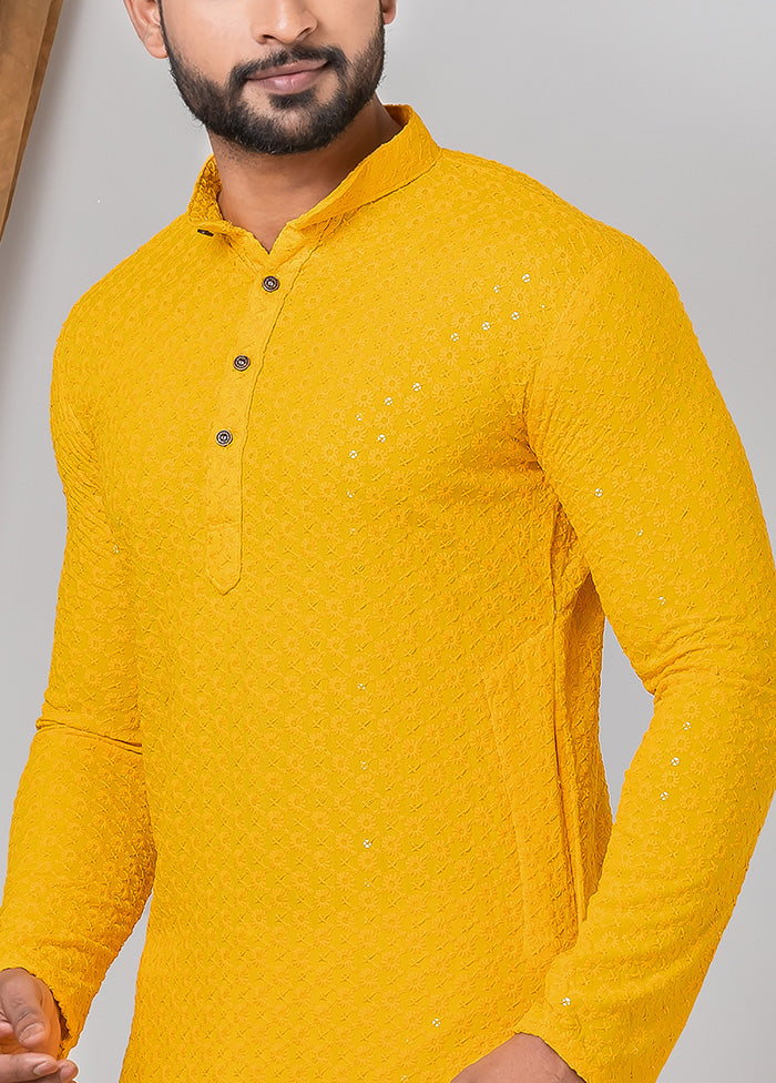 Mustard Silk Kurta And Pajama Set Best Seller Cheap Pice