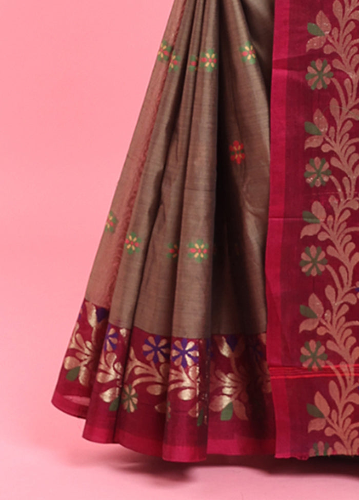 Beige Cotton Woven Work Saree Without Blouse Piece Official Site For Sale