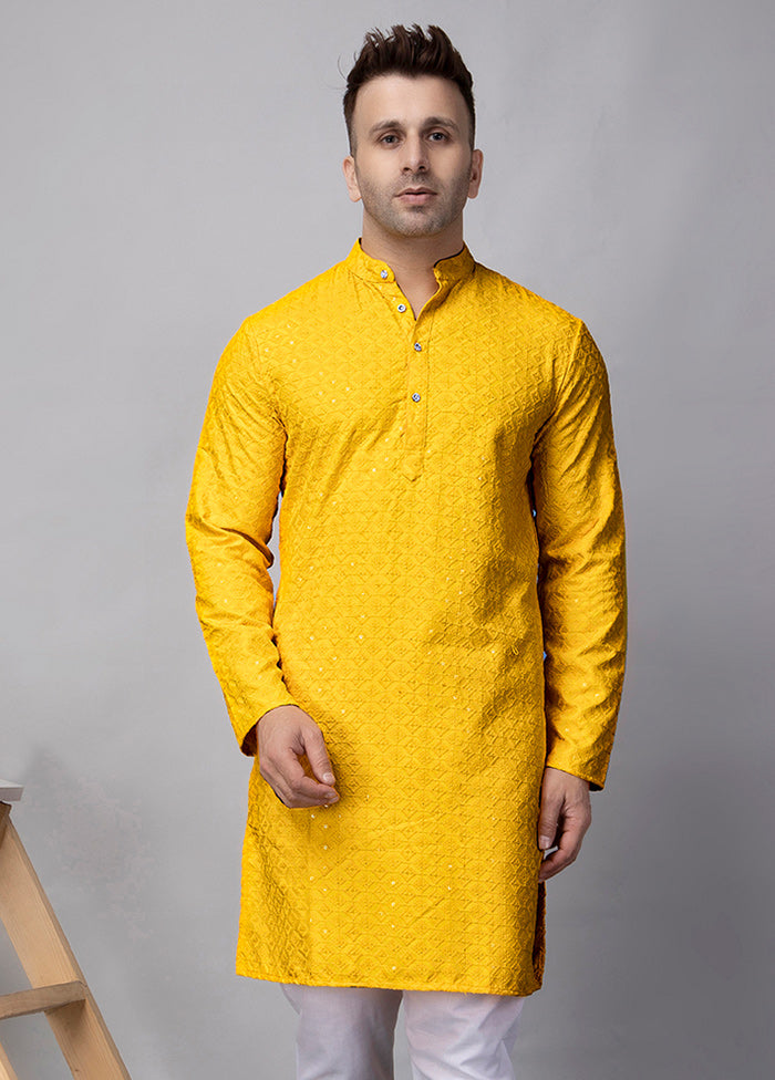 2 Pc Yellow Viscose Kurta Pajama Set Pictures Cheap Pice