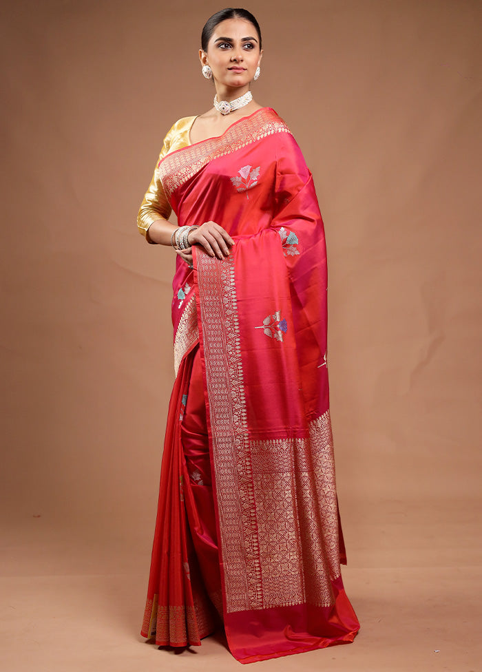 Pink Handloom Katan Pure Silk Saree With Blouse Piece Free Shipping Get To Buy