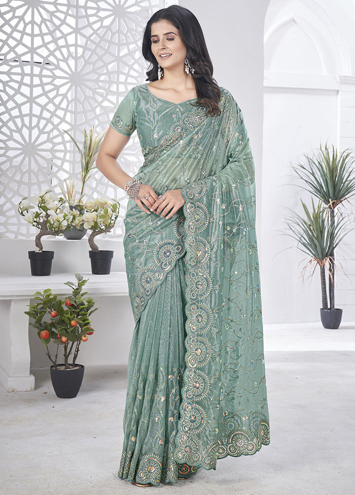 Grey Net Net Saree With Blouse Piece Sale Affordable