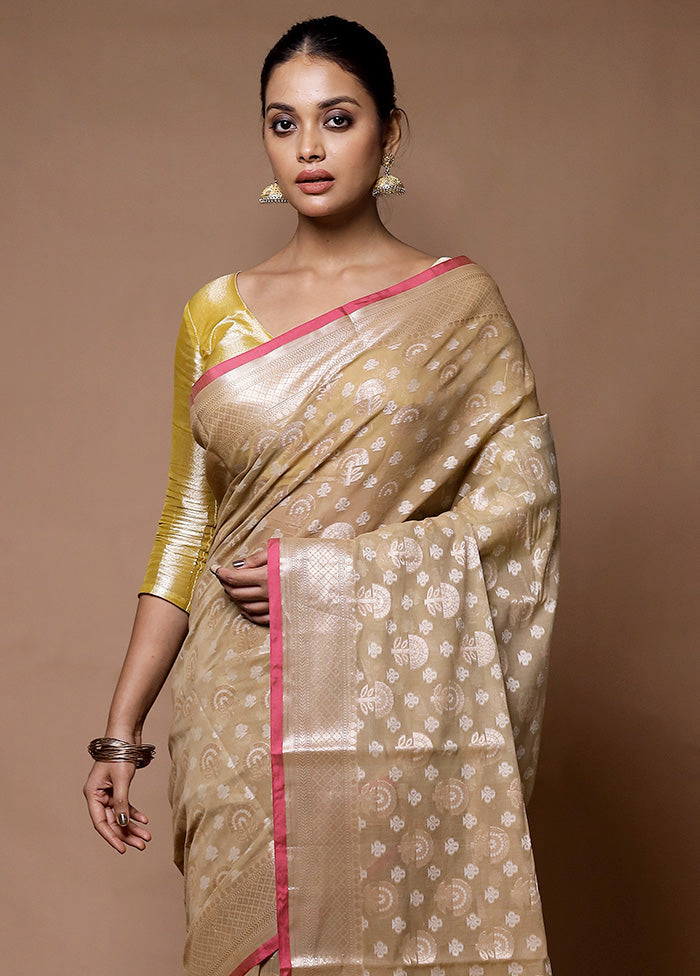 Cream Kora Silk Saree With Blouse Piece Buy Cheap The Cheapest