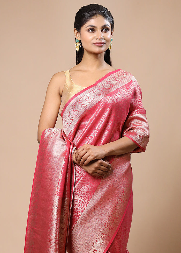 Pink Dupion Silk Saree With Blouse Piece High Quality Cheap Pice