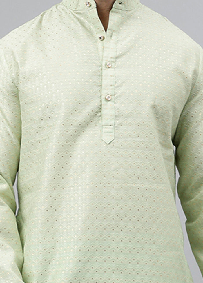 Green Viscose Jacquard Long Kurta Official Sale Online