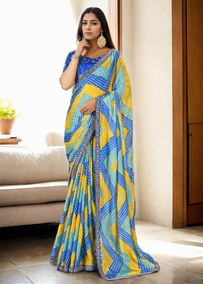 Multicolor Spun Silk Saree With Blouse Piece Discount Hot Sale