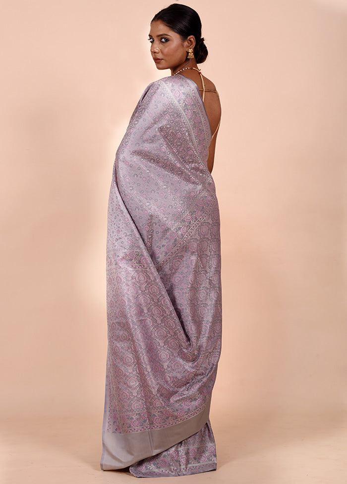 Grey Jamewar Silk Saree With Blouse Piece Countdown Package Cheap Pice