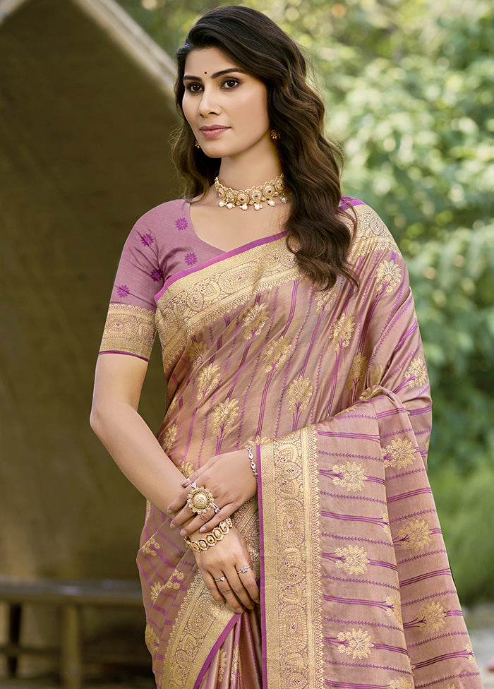 Pink Spun Silk Saree With Blouse Piece Cheap Shop