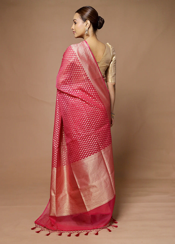 Pink Kora Silk Saree With Blouse Piece Great Deals Cheap Pice