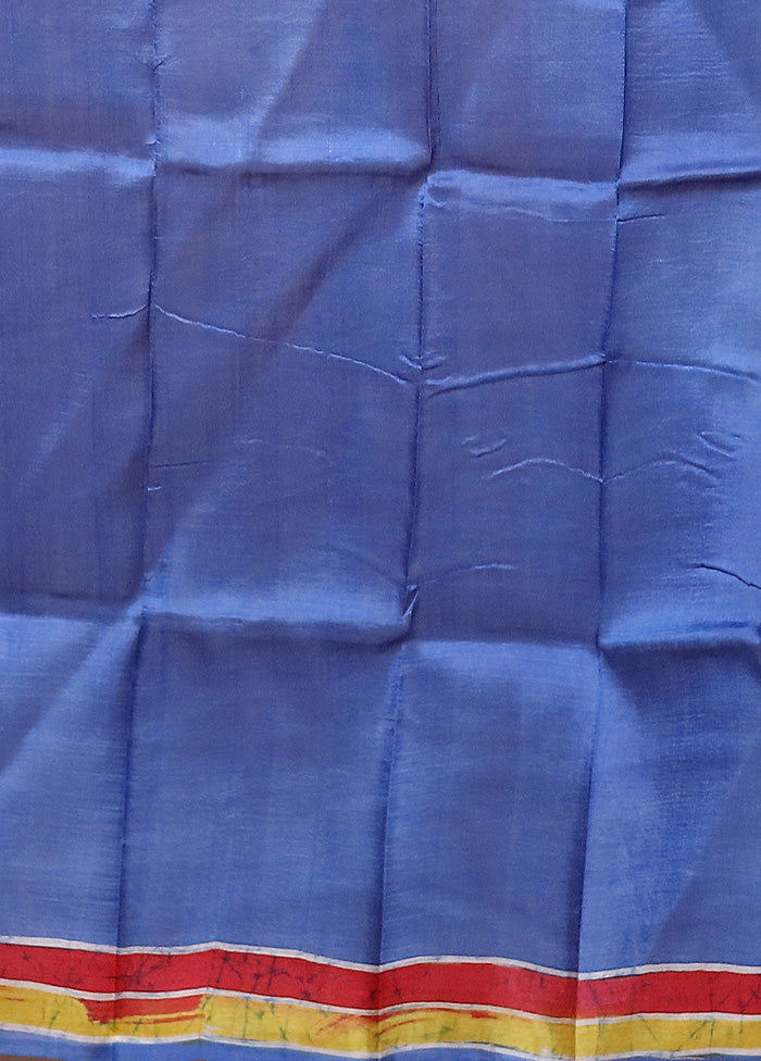 Blue Printed Pure Silk Saree Without Blouse Piece Buy Cheap Inexpensive