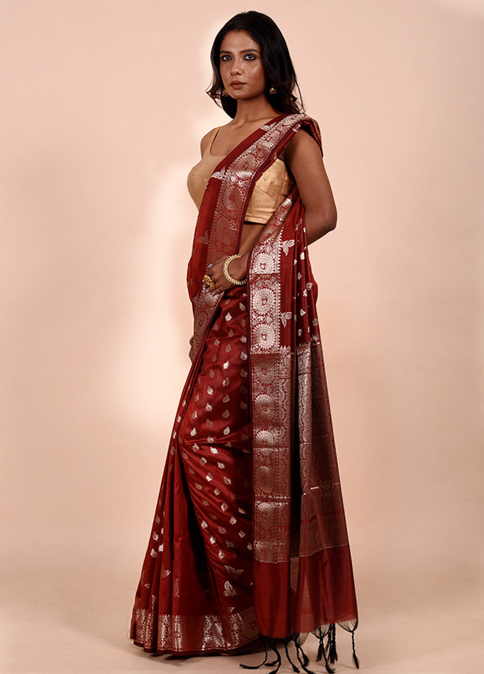 Brown Dupion Silk Saree With Blouse Piece Discount Inexpensive