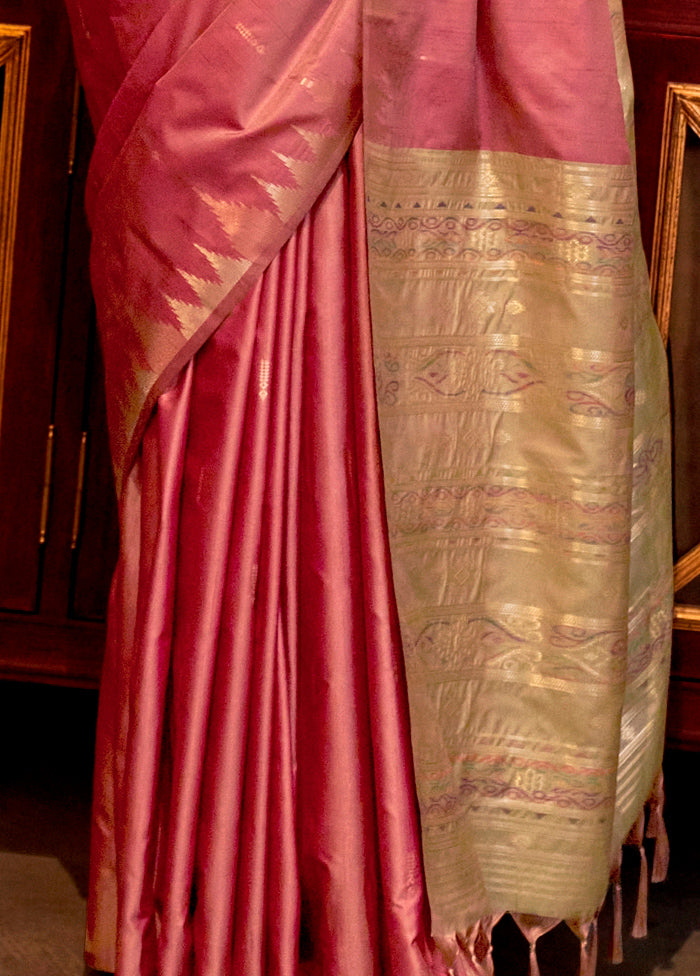 Pink Tussar Silk Saree With Blouse Piece Outlet Recommend