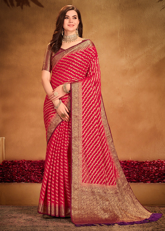 Red Georgette Saree With Blouse Piece Free Shipping Get To Buy