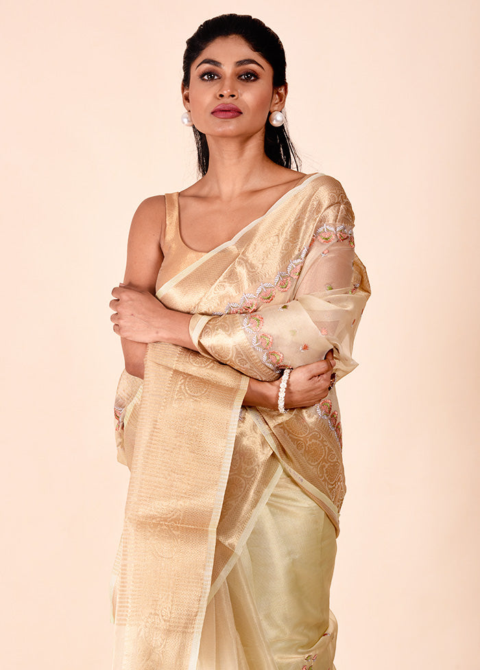 Green Tissue Silk Saree With Blouse Piece Free Shipping Sale Online