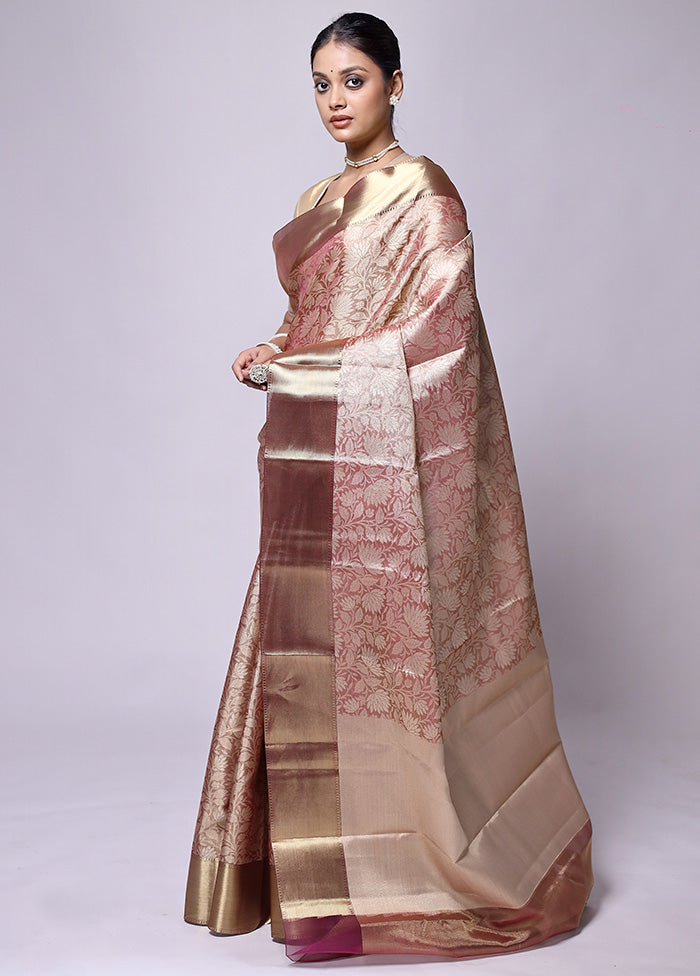 Pink Tissue Silk Saree With Blouse Piece Countdown Package