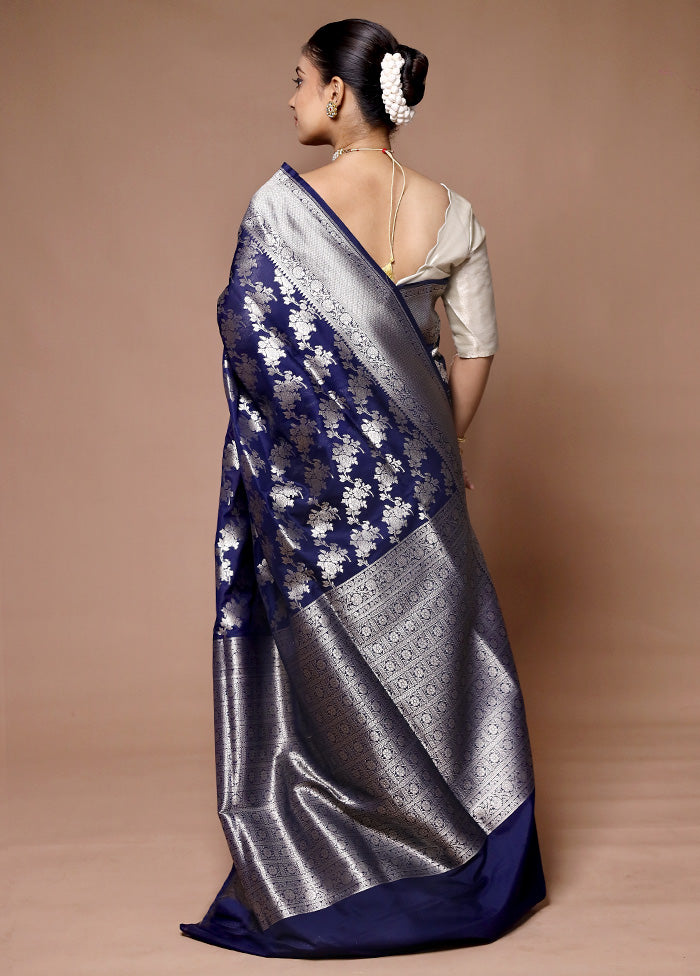 Blue Uppada Silk Saree With Blouse Piece Outlet Cheap