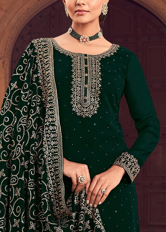 3 Pc Green Semi Stitched Georgette Suit Set Sale Lowest Pice