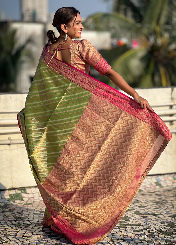 Green Spun Silk Saree With Blouse Piece Clearance Choice