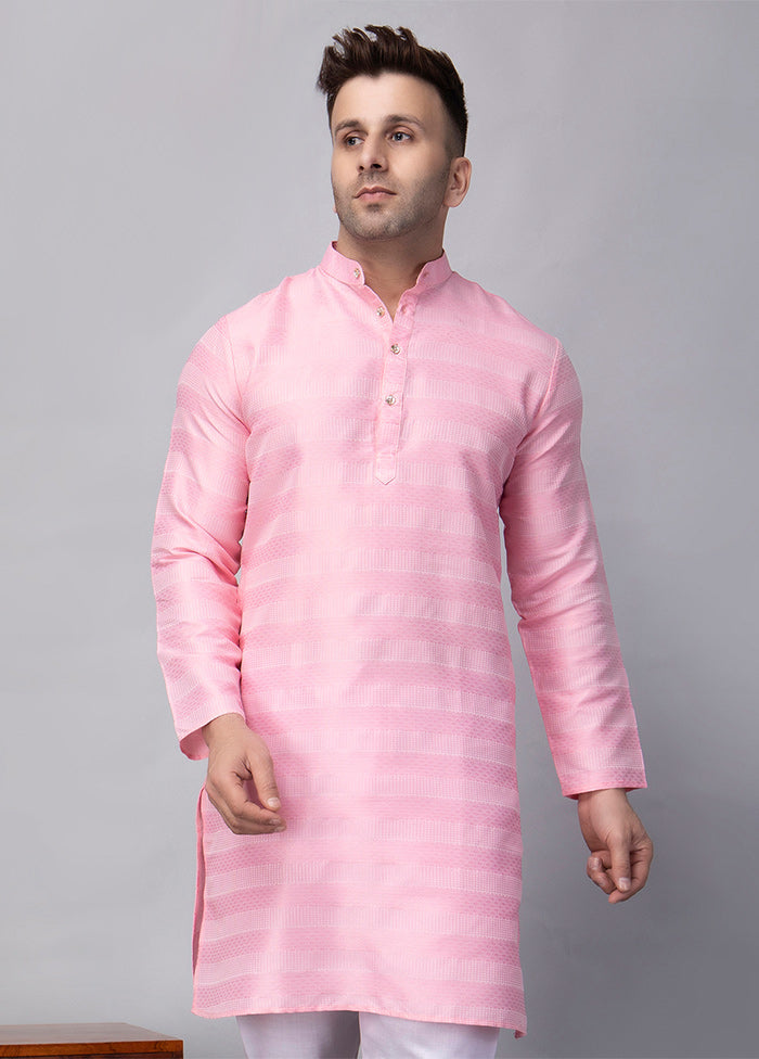 Pink Viscose Jacquard Knee Length Kurta Outlet 2025