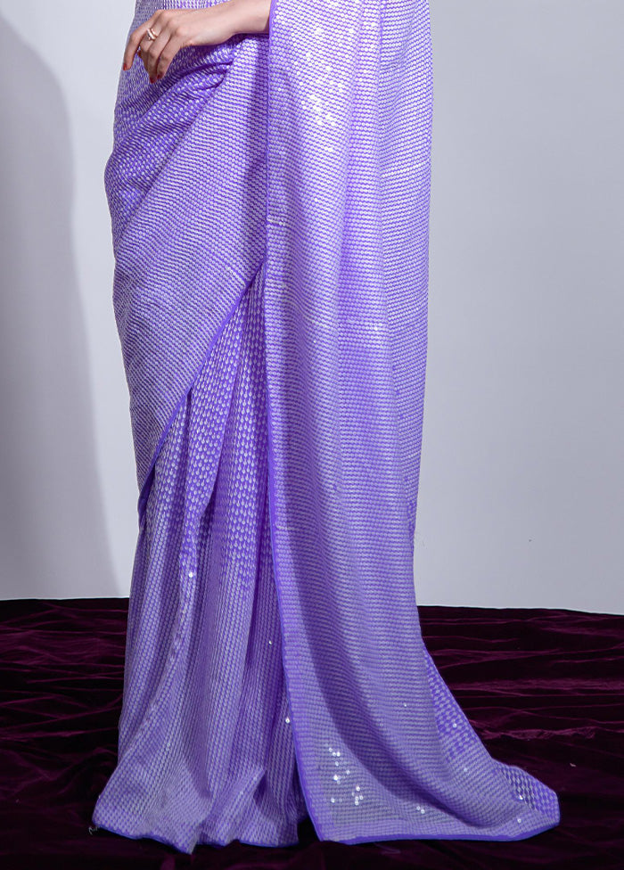 Violet Georgette Saree With Blouse Piece Visit New Cheap Pice