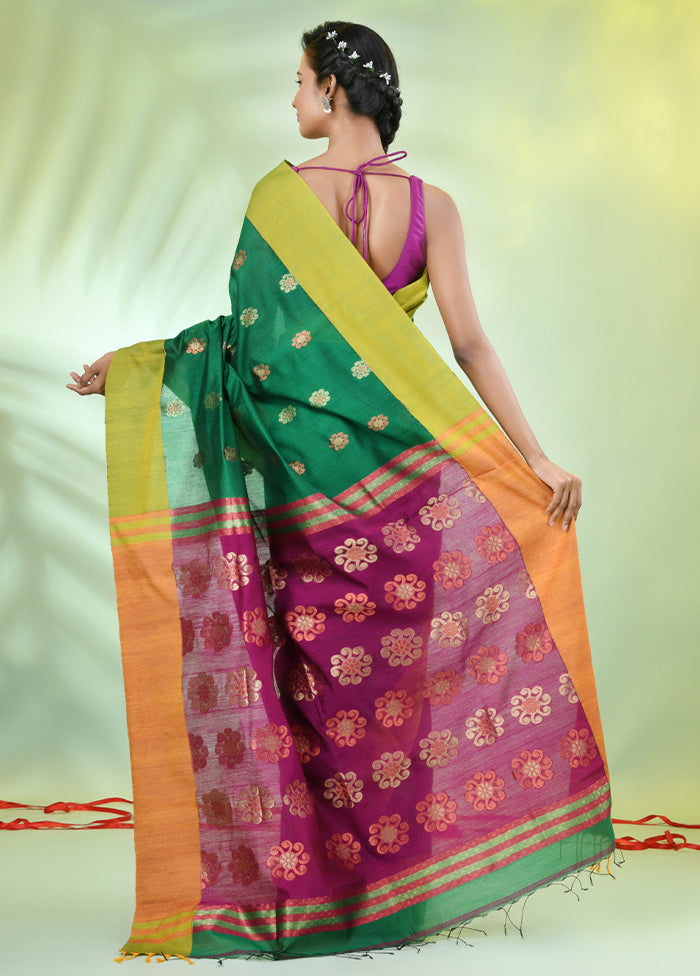 Green Pure Cotton Saree With Blouse Piece Fast Delivery Cheap Online